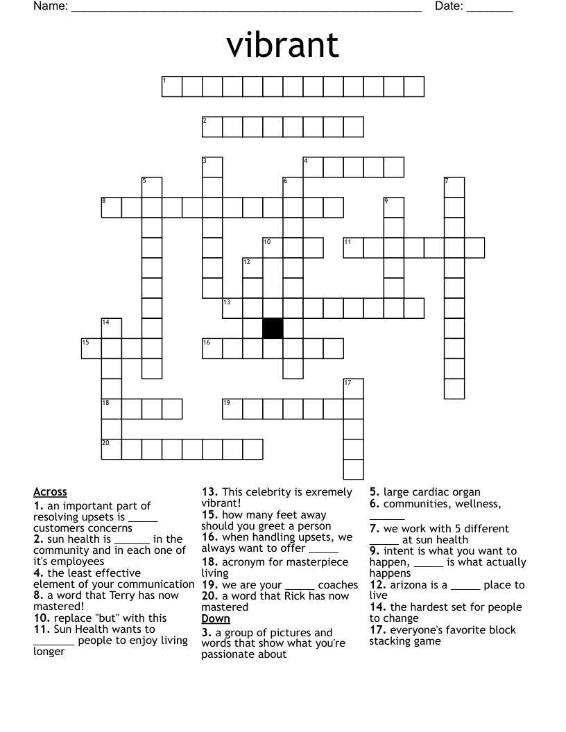vibrant Crossword