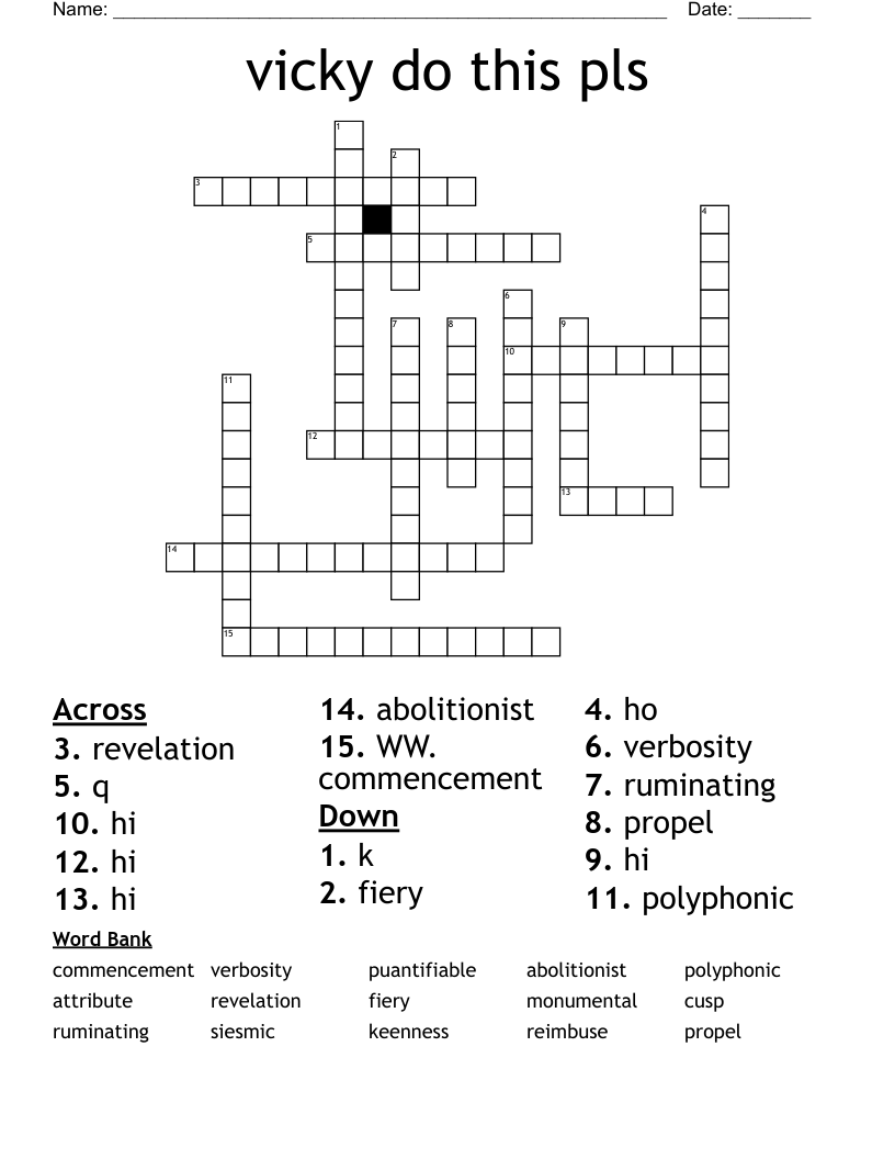 vicky do this pls Crossword