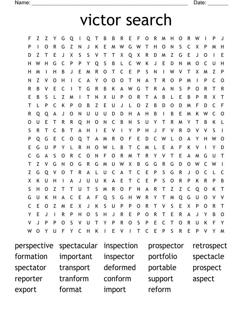 victor search Word Search