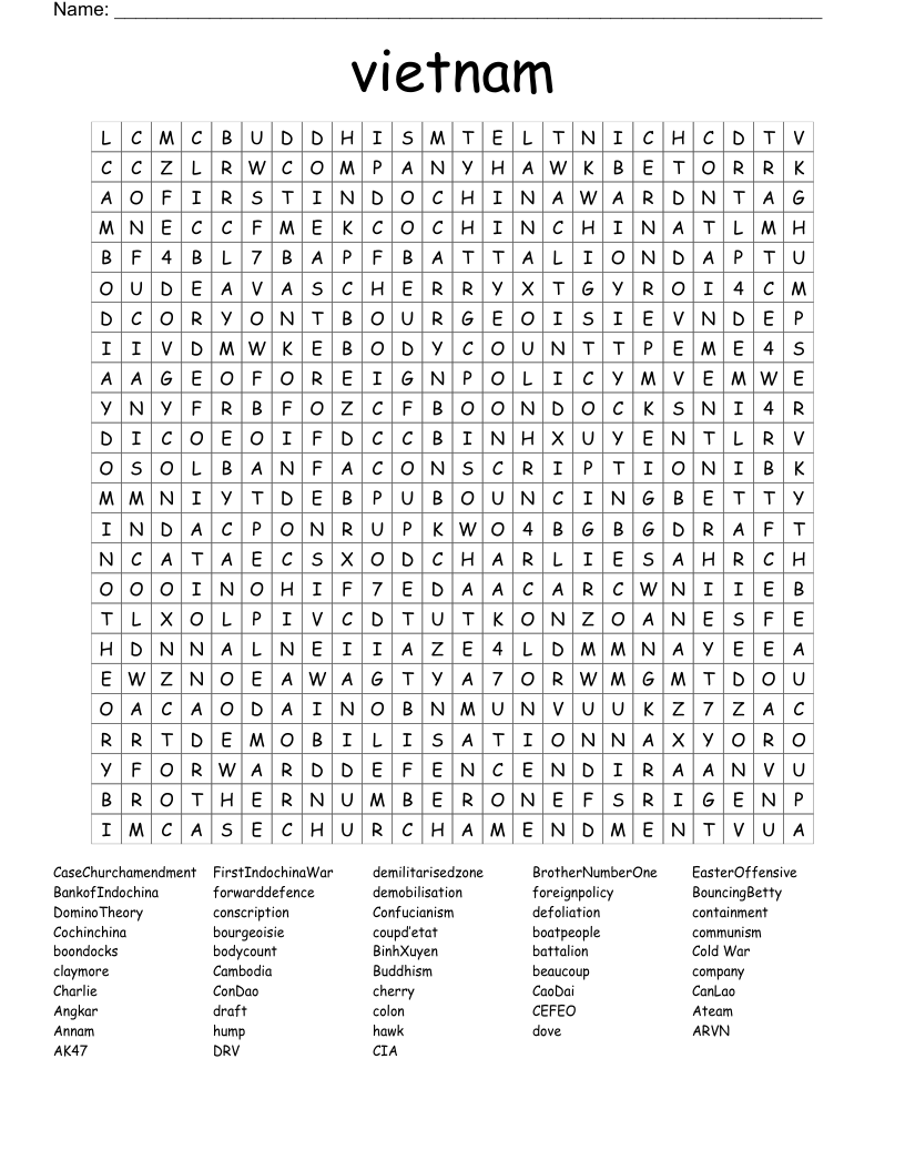 vietnam Word Search