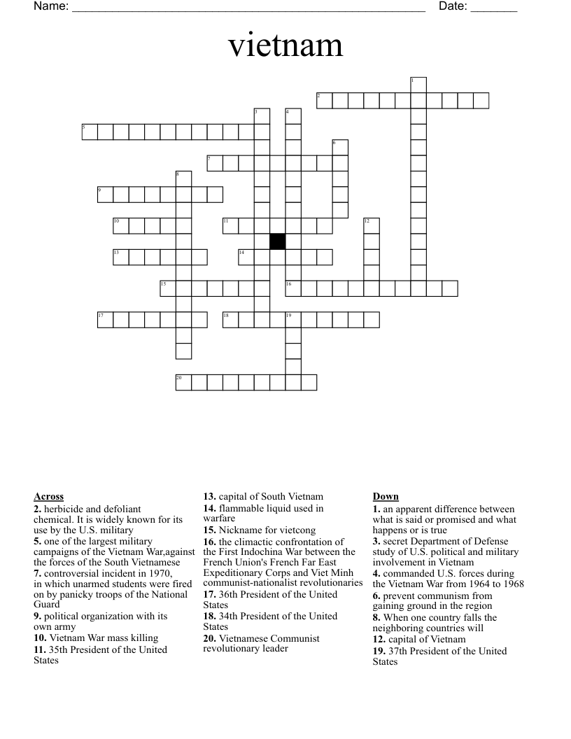 vietnam Crossword