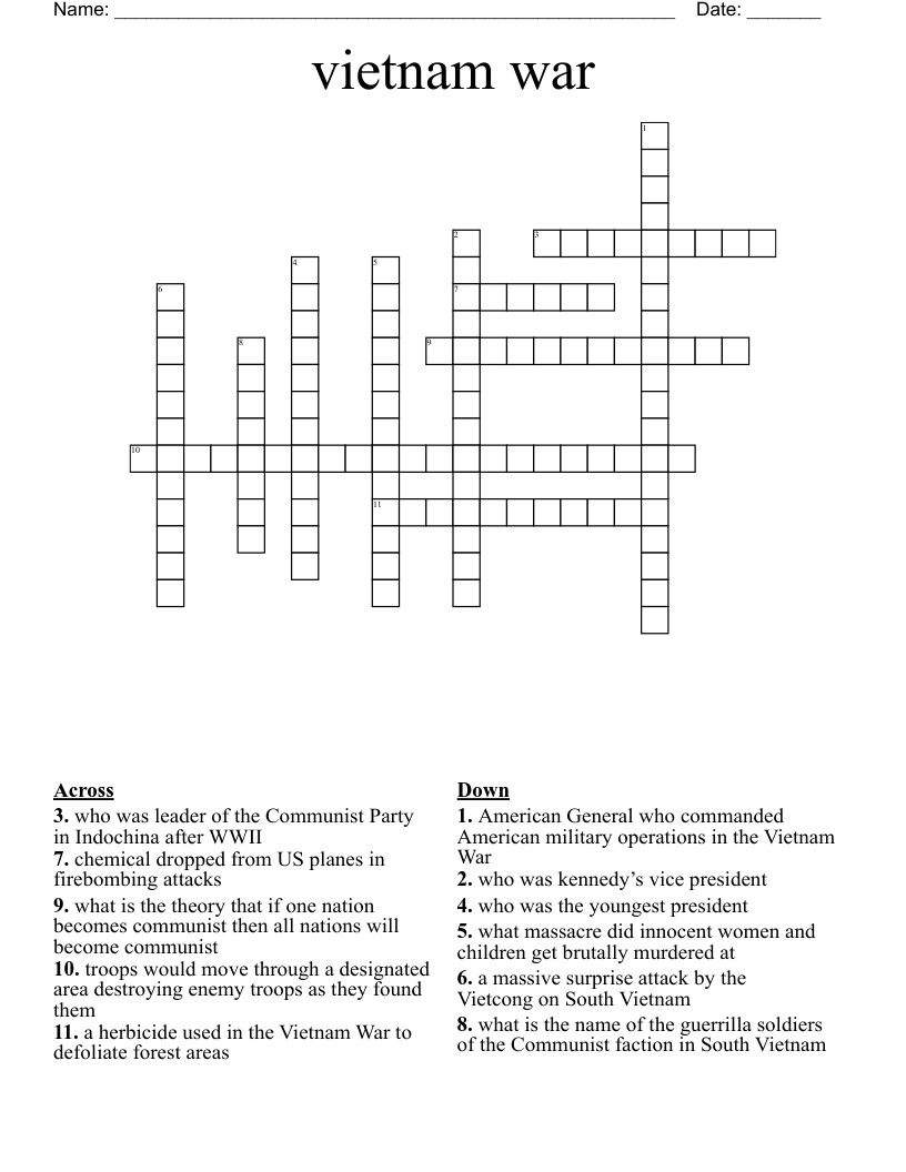 vietnam war Crossword