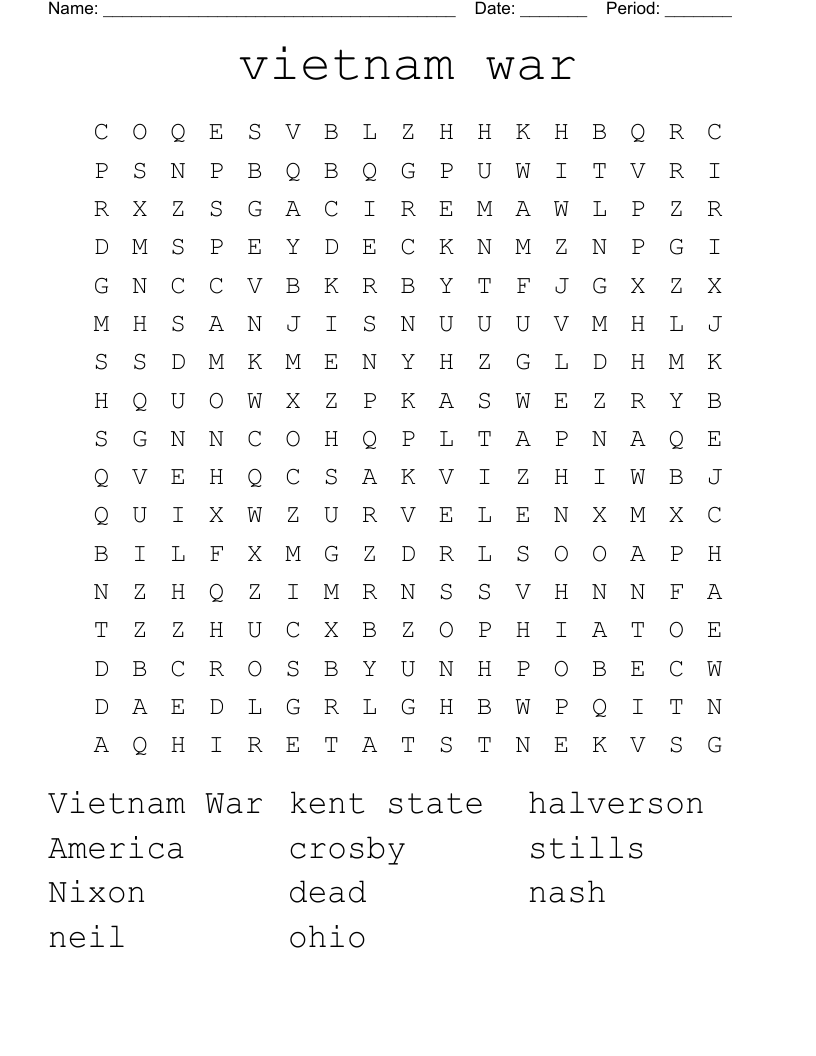 vietnam war Word Search