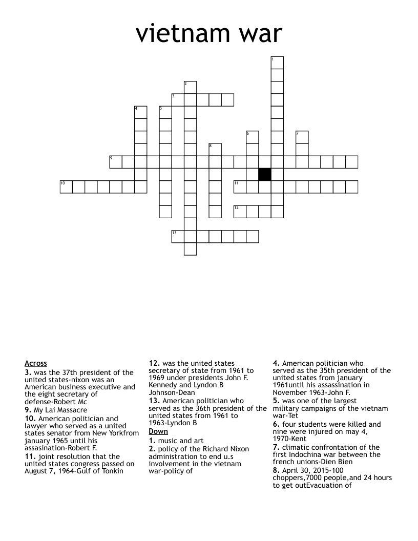 vietnam war  Crossword