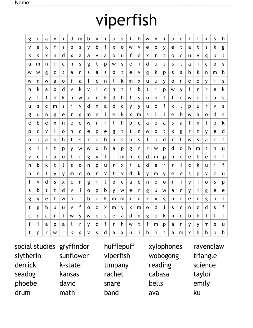 viperfish Word Search