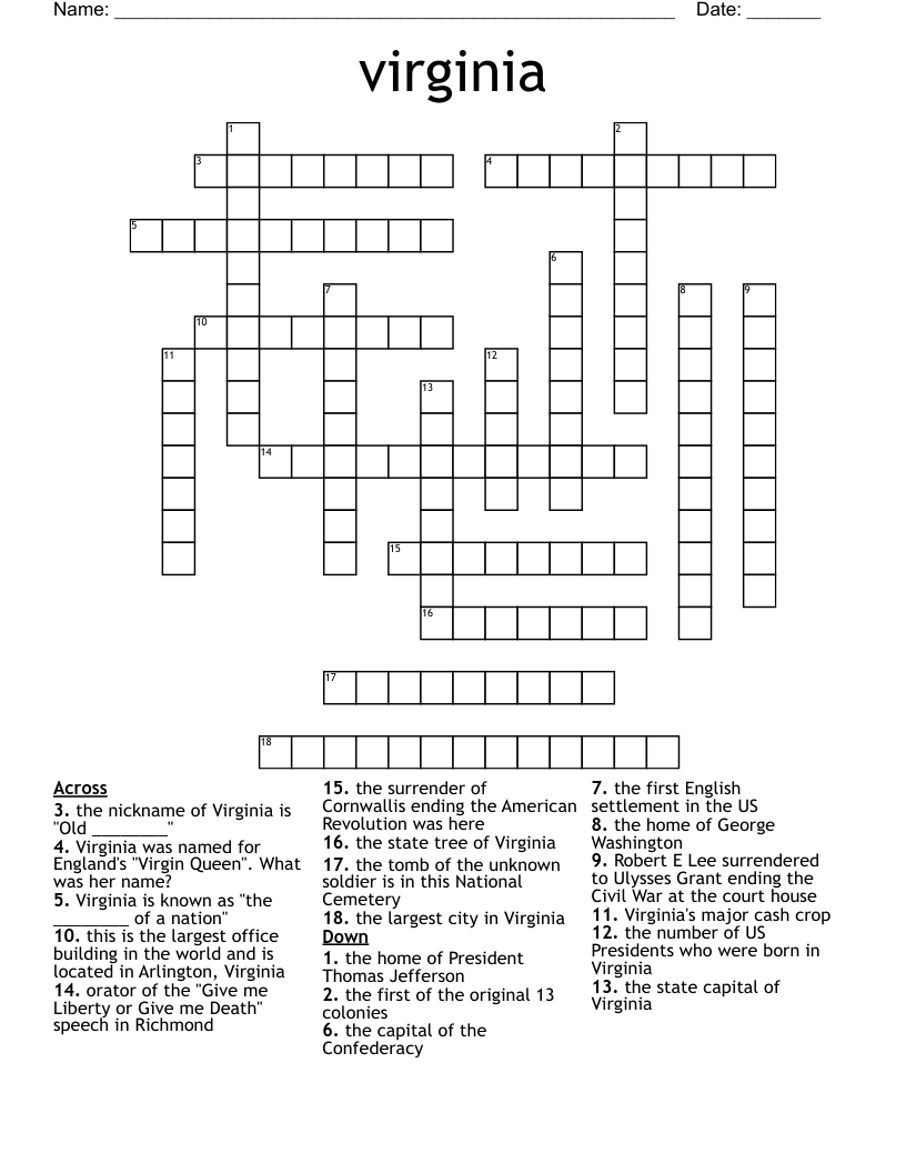virginia Crossword