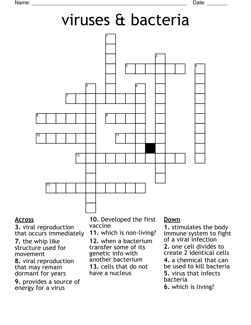 viruses & bacteria Crossword