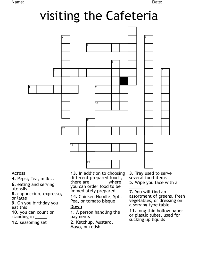 visiting the Cafeteria Crossword