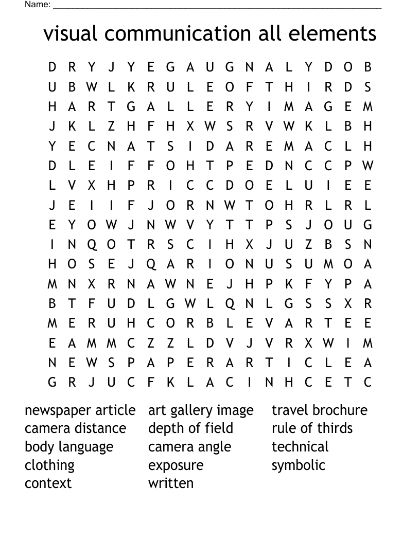 visual communication all elements Word Search