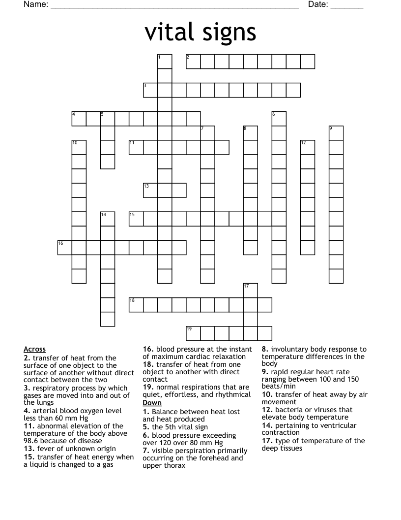 vital signs Crossword