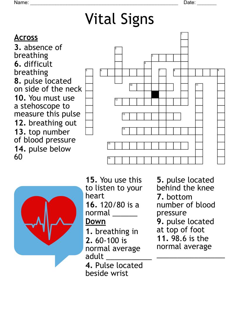 Vital Signs Crossword