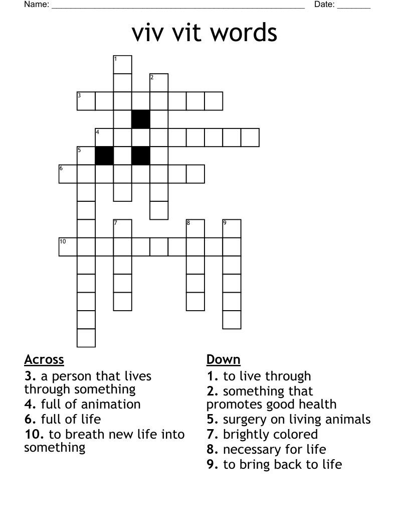 viv vit words Crossword