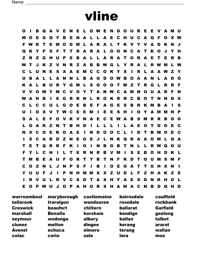 vline Word Search