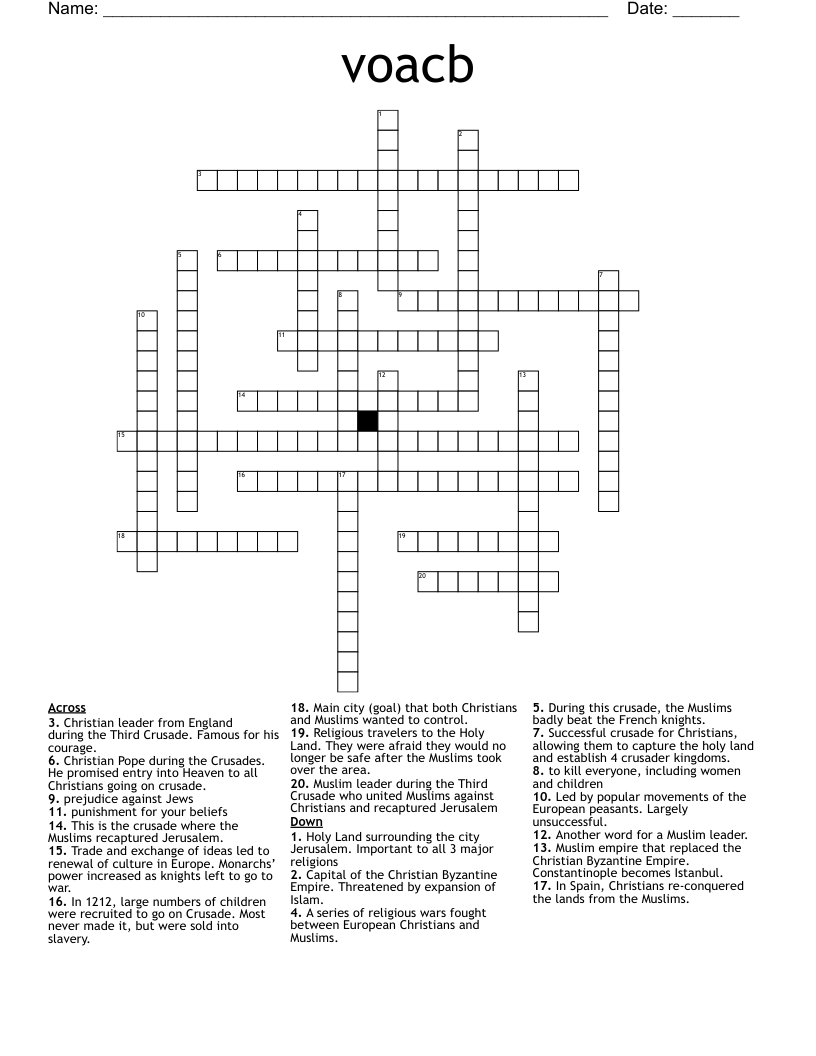 voacb Crossword