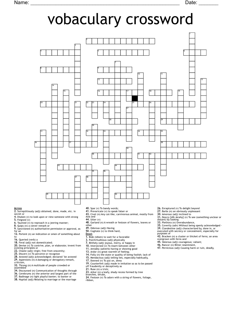 vobaculary crossword