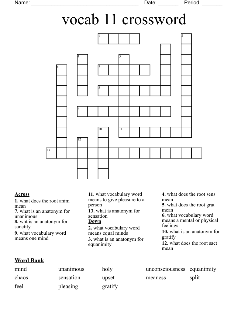 vocab 11 crossword