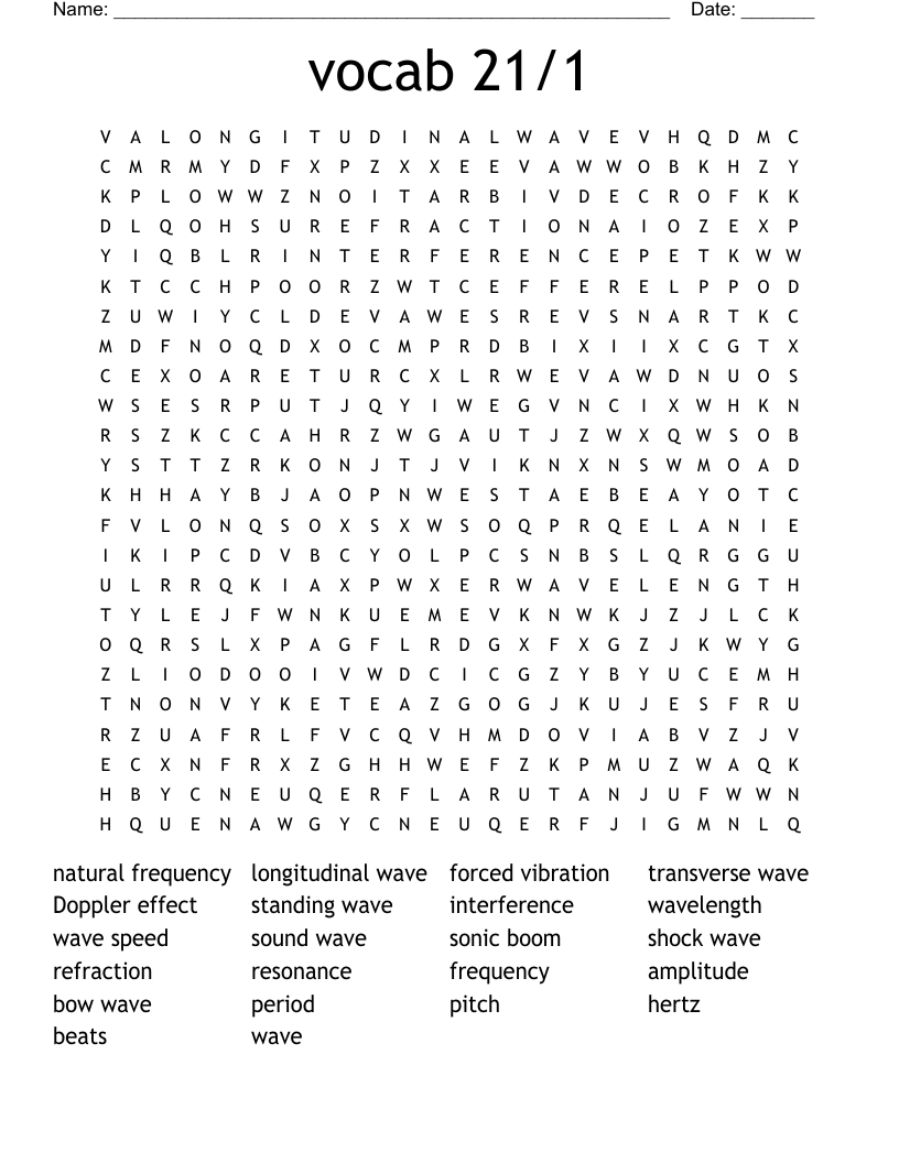 vocab 21/1 Word Search