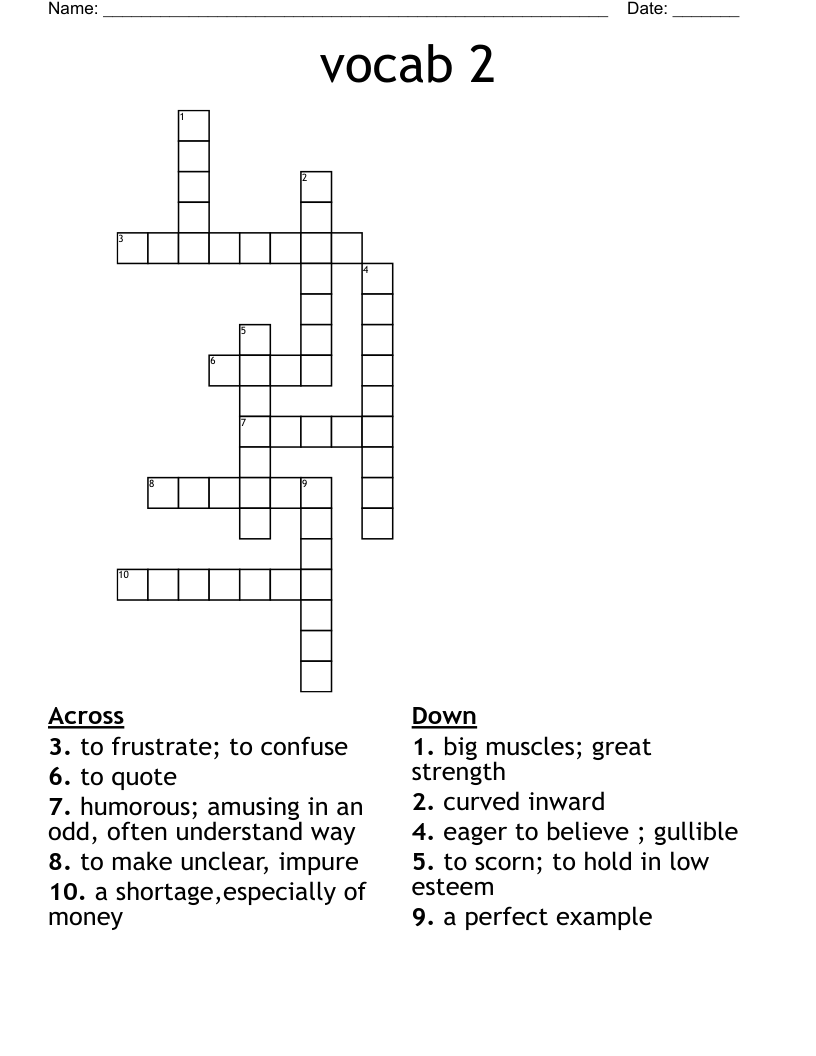 vocab 2 Crossword