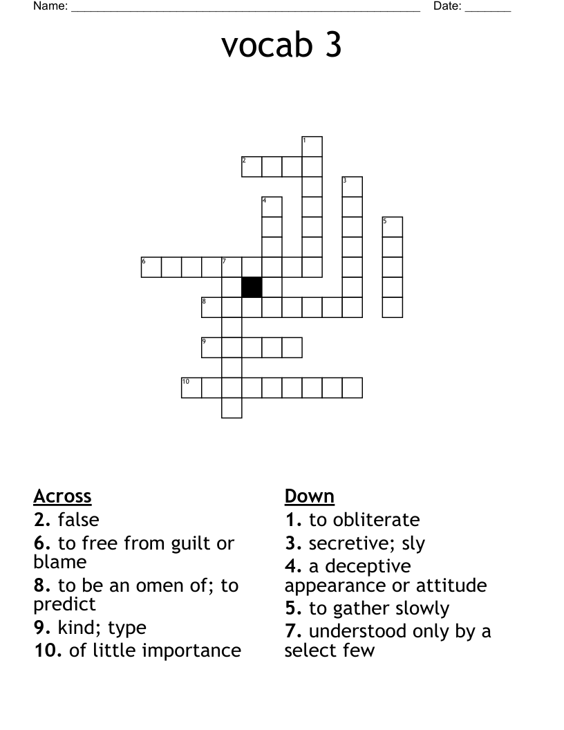 vocab 3  Crossword