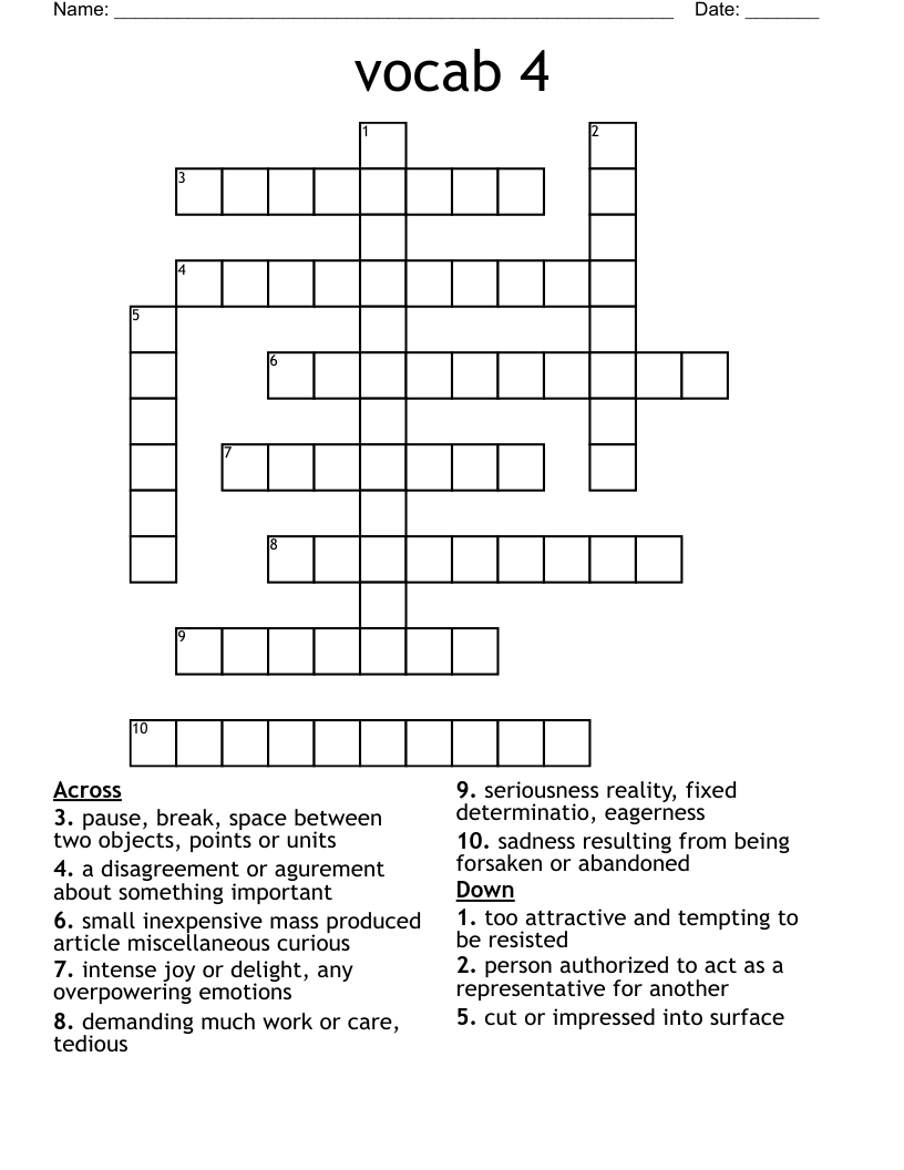 vocab 4 Crossword