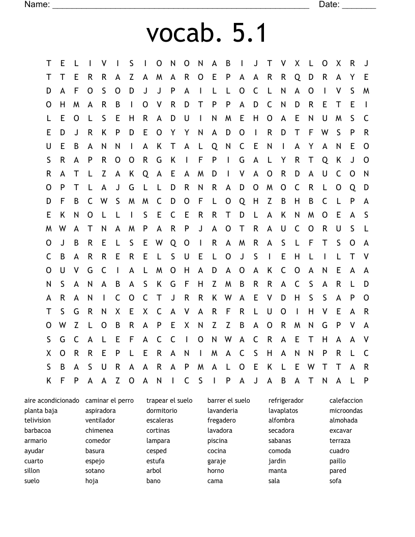 vocab. 5.1 Word Search