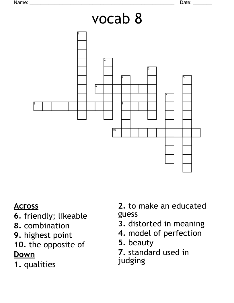 vocab 8 Crossword