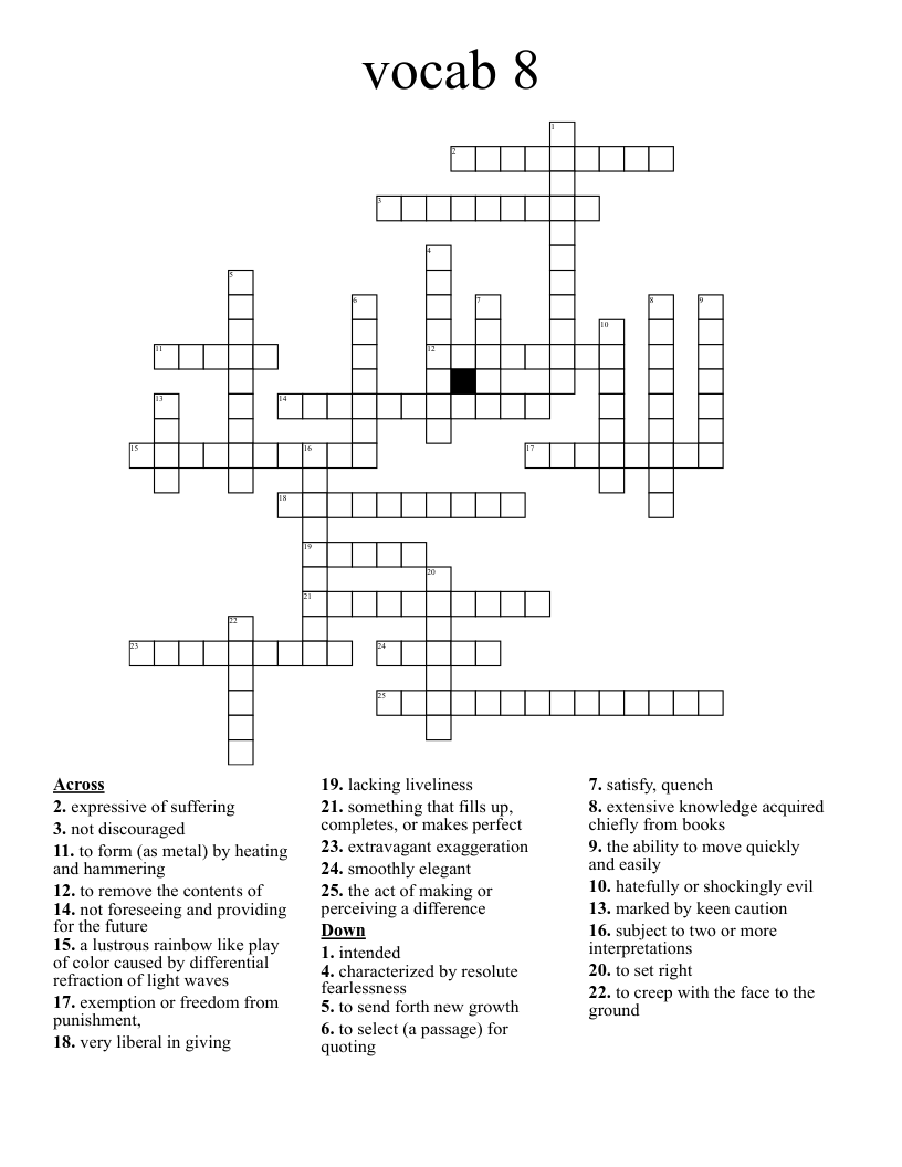 vocab 8 Crossword