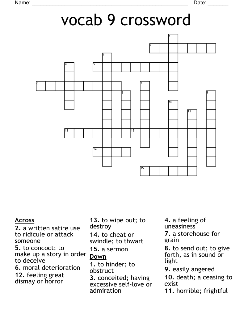 vocab 9 crossword