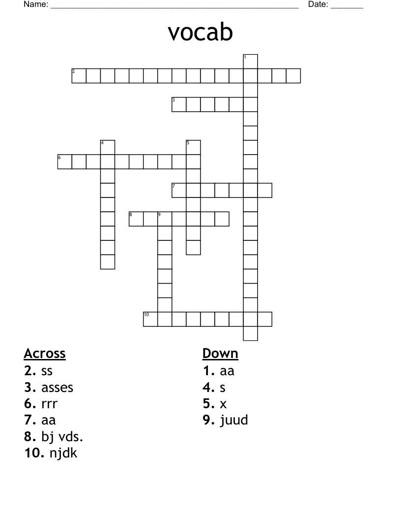 vocab  Crossword