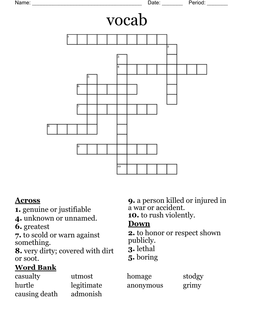 vocab  Crossword