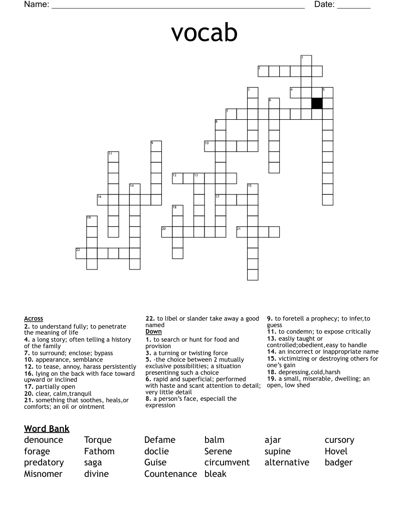 vocab  Crossword