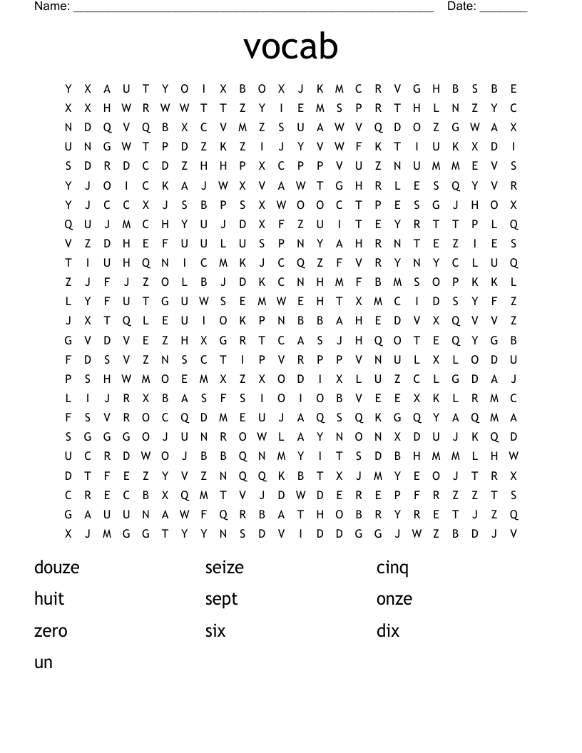 vocab  Word Search