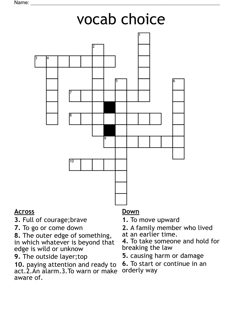 vocab choice Crossword
