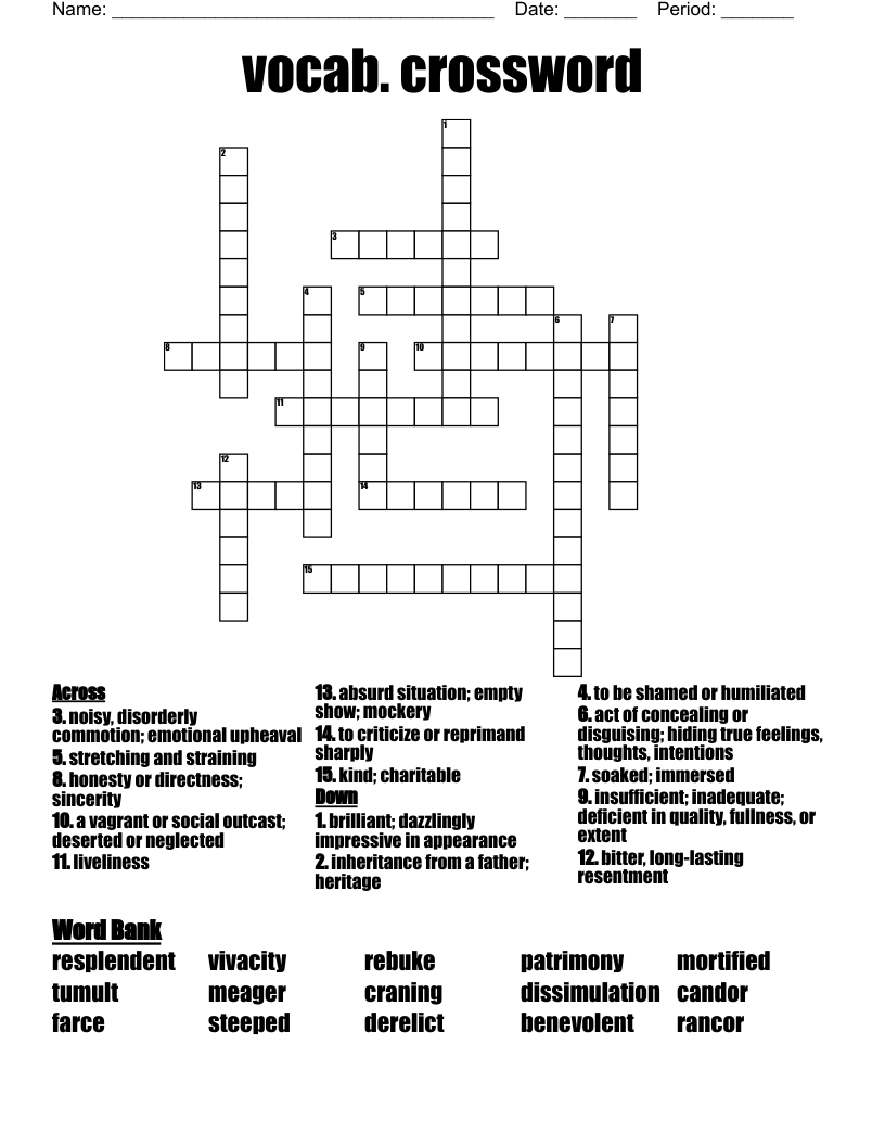 vocab. crossword