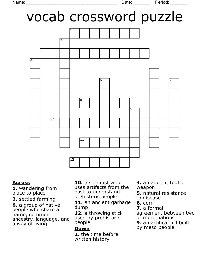 vocab crossword puzzle 