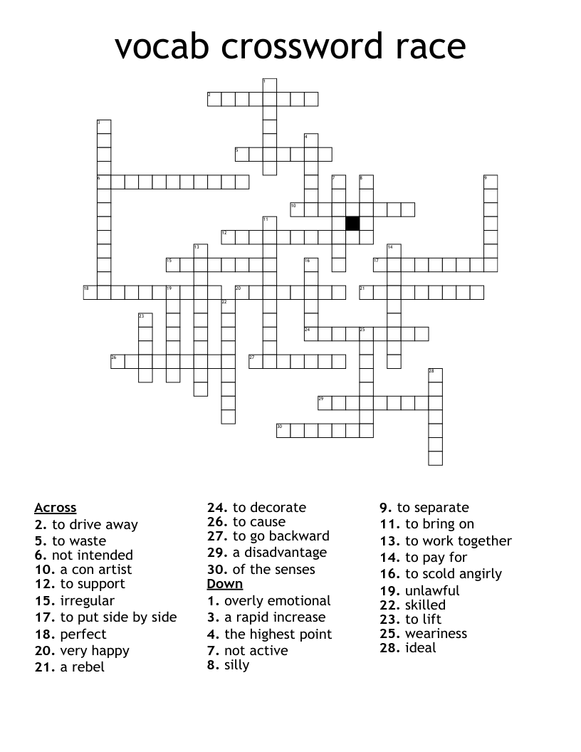 vocab crossword race