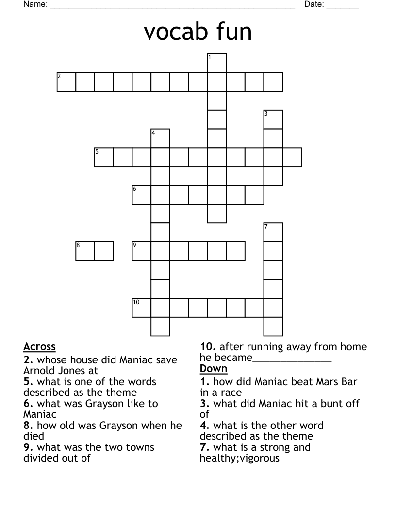 vocab fun Crossword