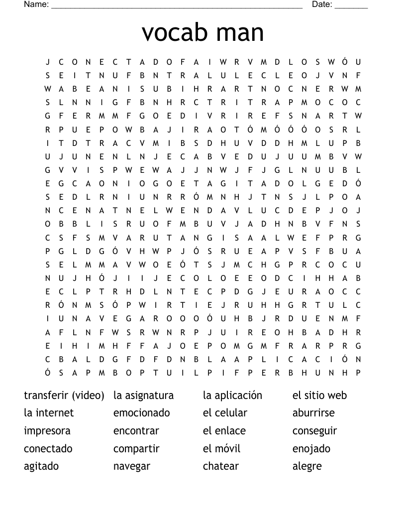 vocab man Word Search
