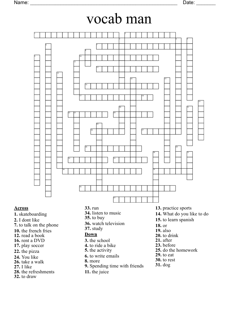 vocab man Crossword
