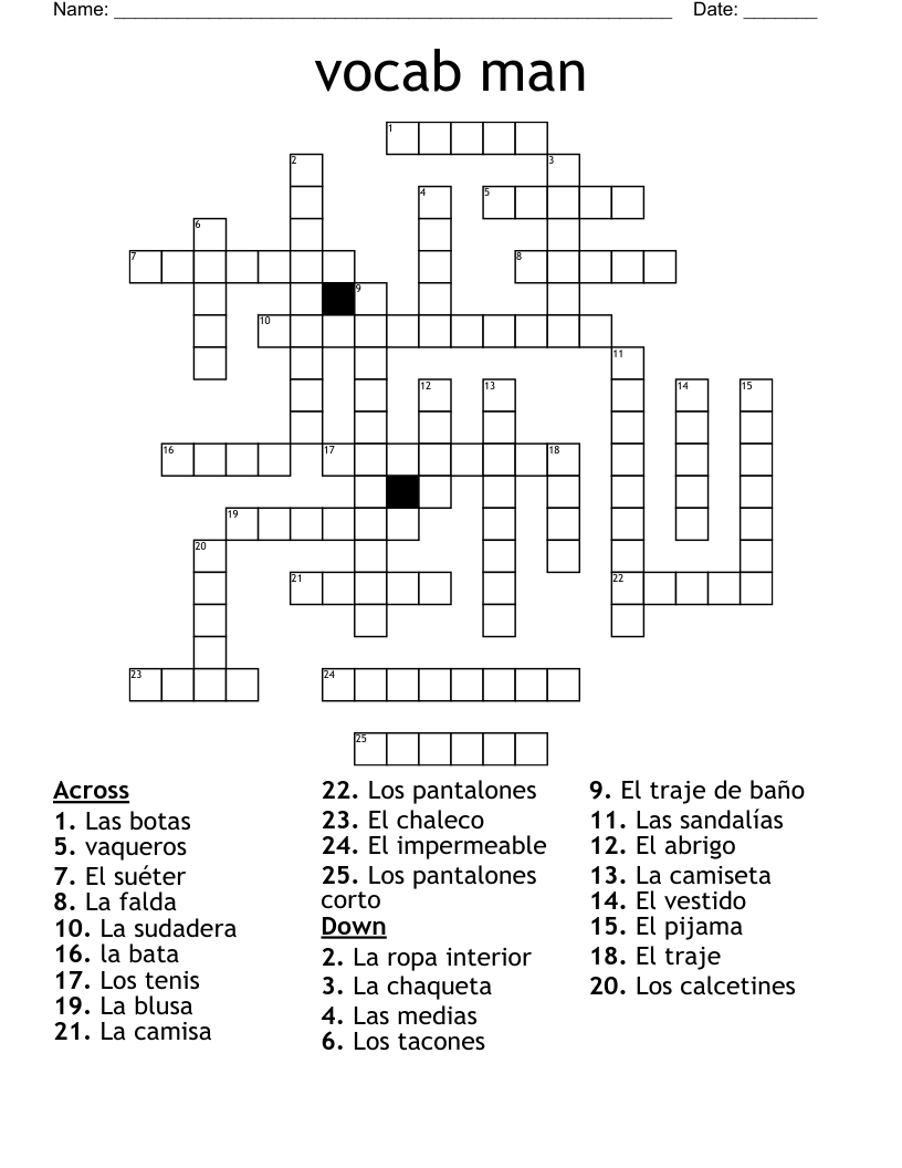 vocab man Crossword