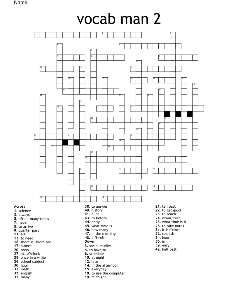 vocab man 2 Crossword