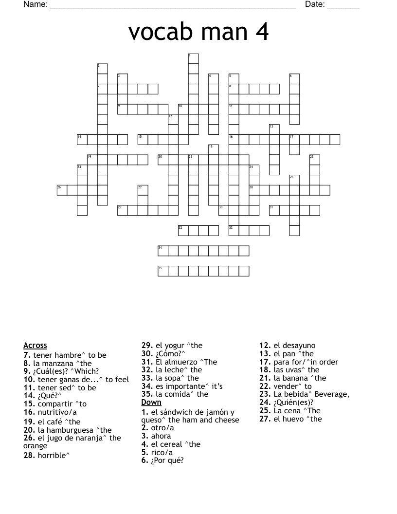 vocab man 4  Crossword