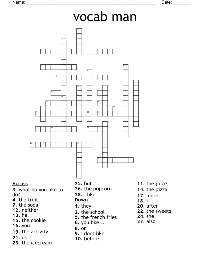 vocab man Crossword