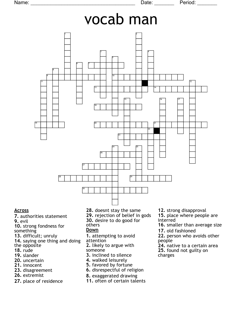 vocab man Crossword