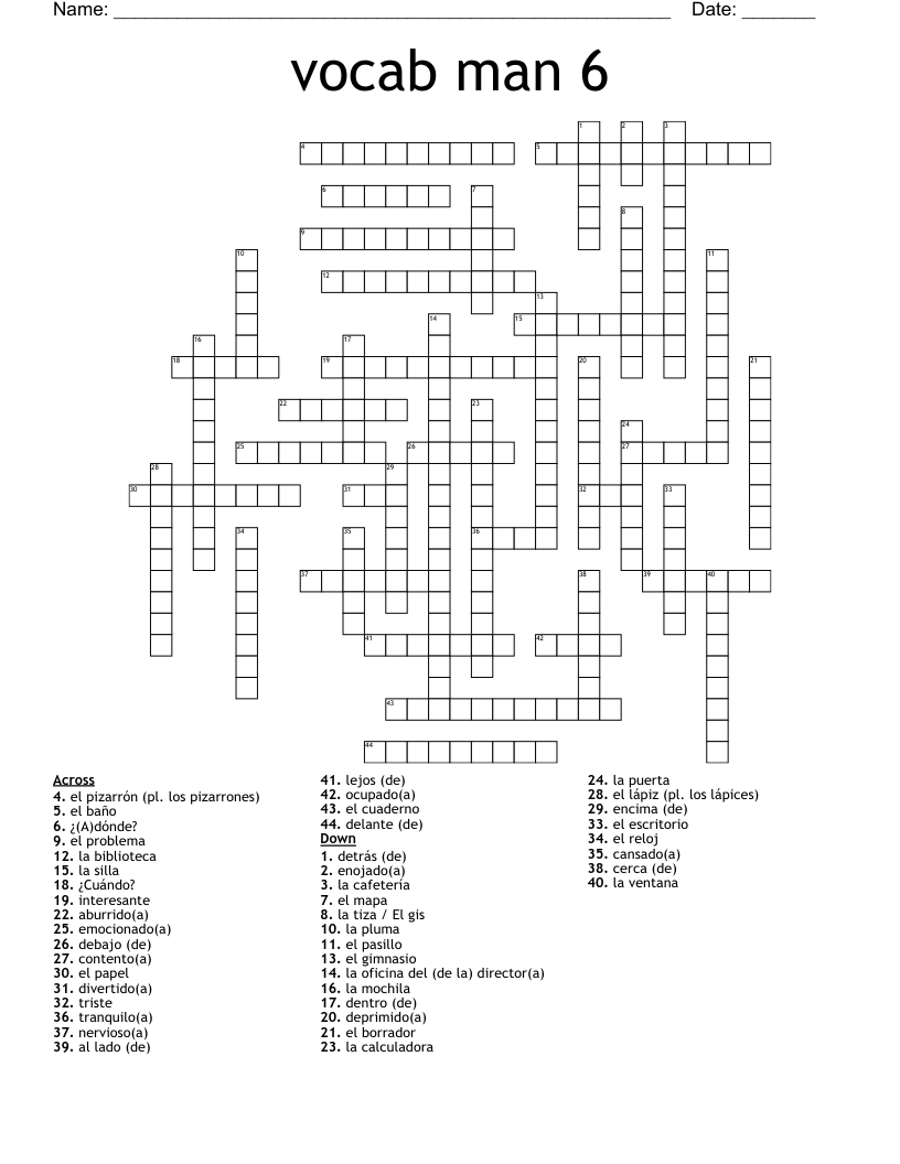 vocab man 6 Crossword