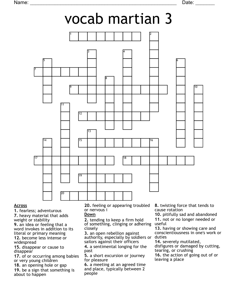 vocab martian 3  Crossword