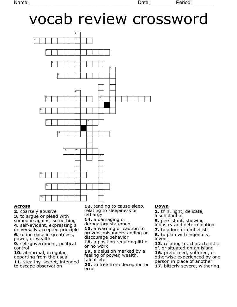 vocab review crossword 