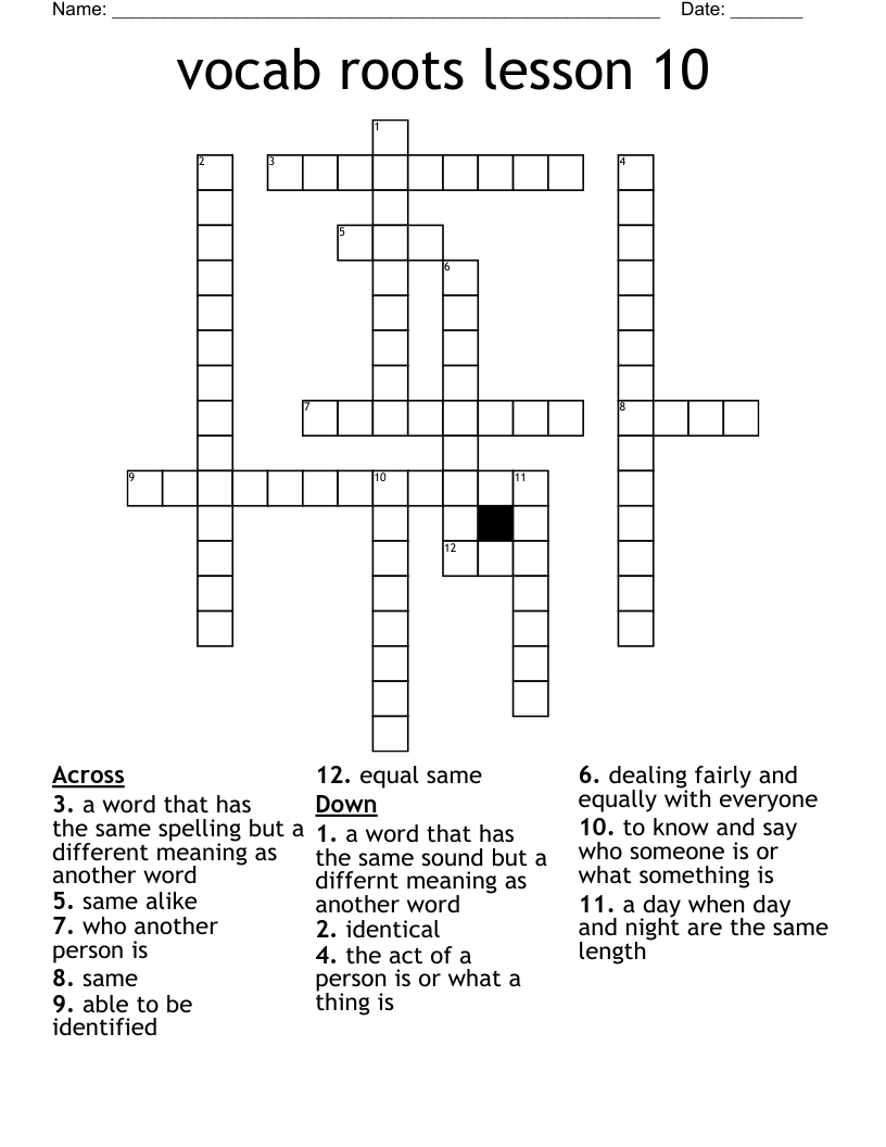 vocab roots lesson 10 Crossword