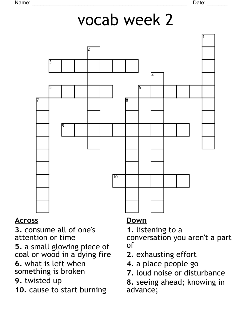 vocab week 2 Crossword