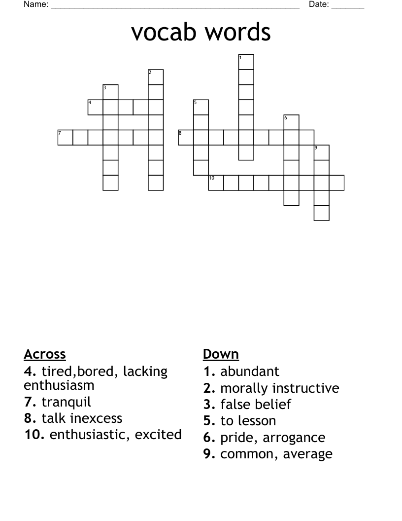 vocab words  Crossword